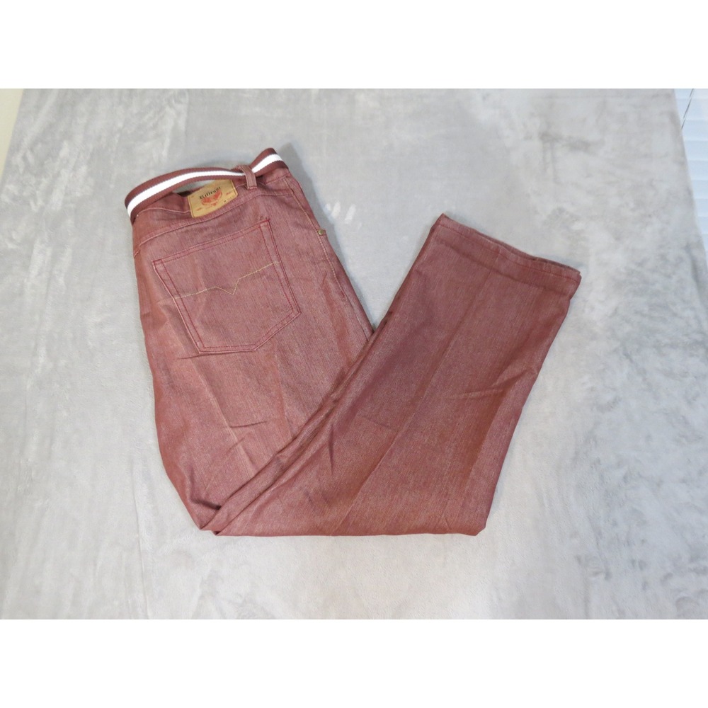 Riflessi Jeans Mens 44x32 Red Brown Premium Straight Leg Denim With Belt
